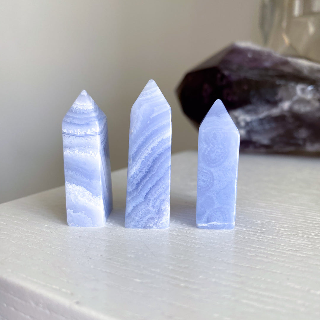 X Small Blue Lace Agate Tower