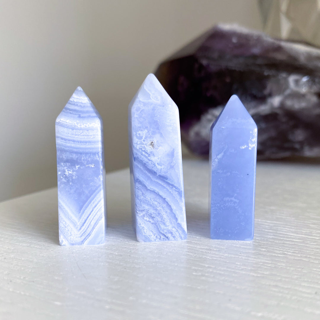 X Small Blue Lace Agate Tower
