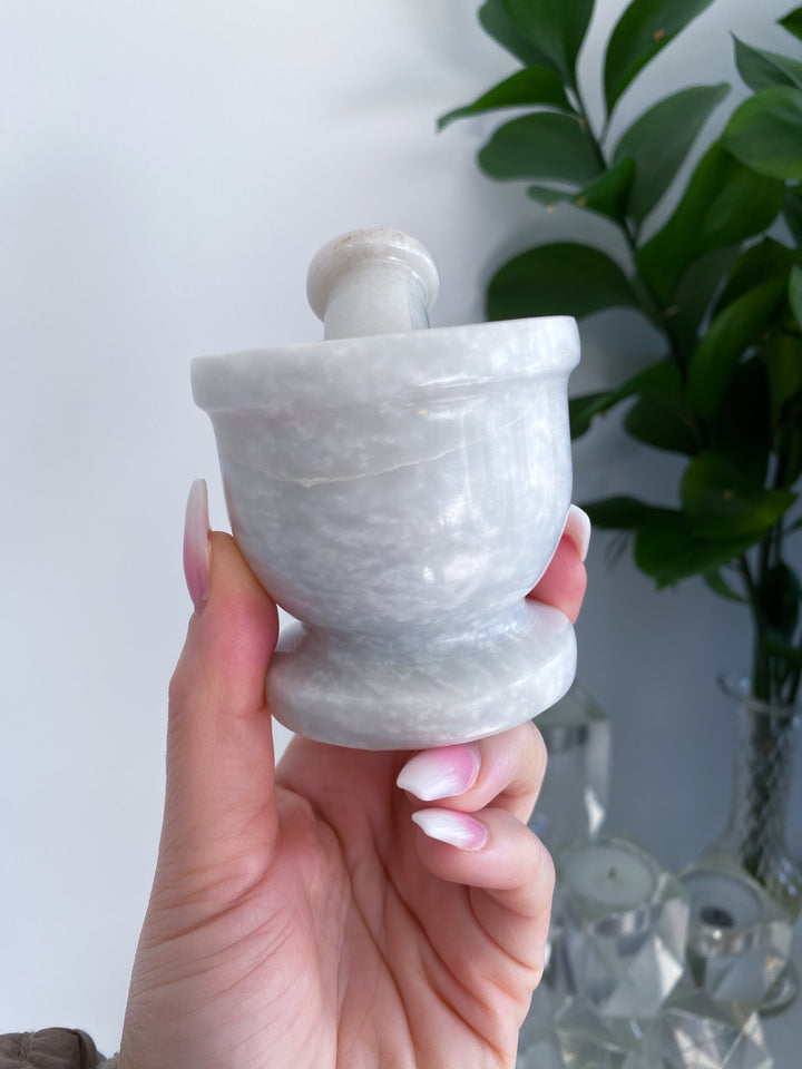 White Marble Mortar and Pestle