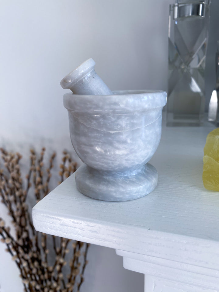 White Marble Mortar and Pestle