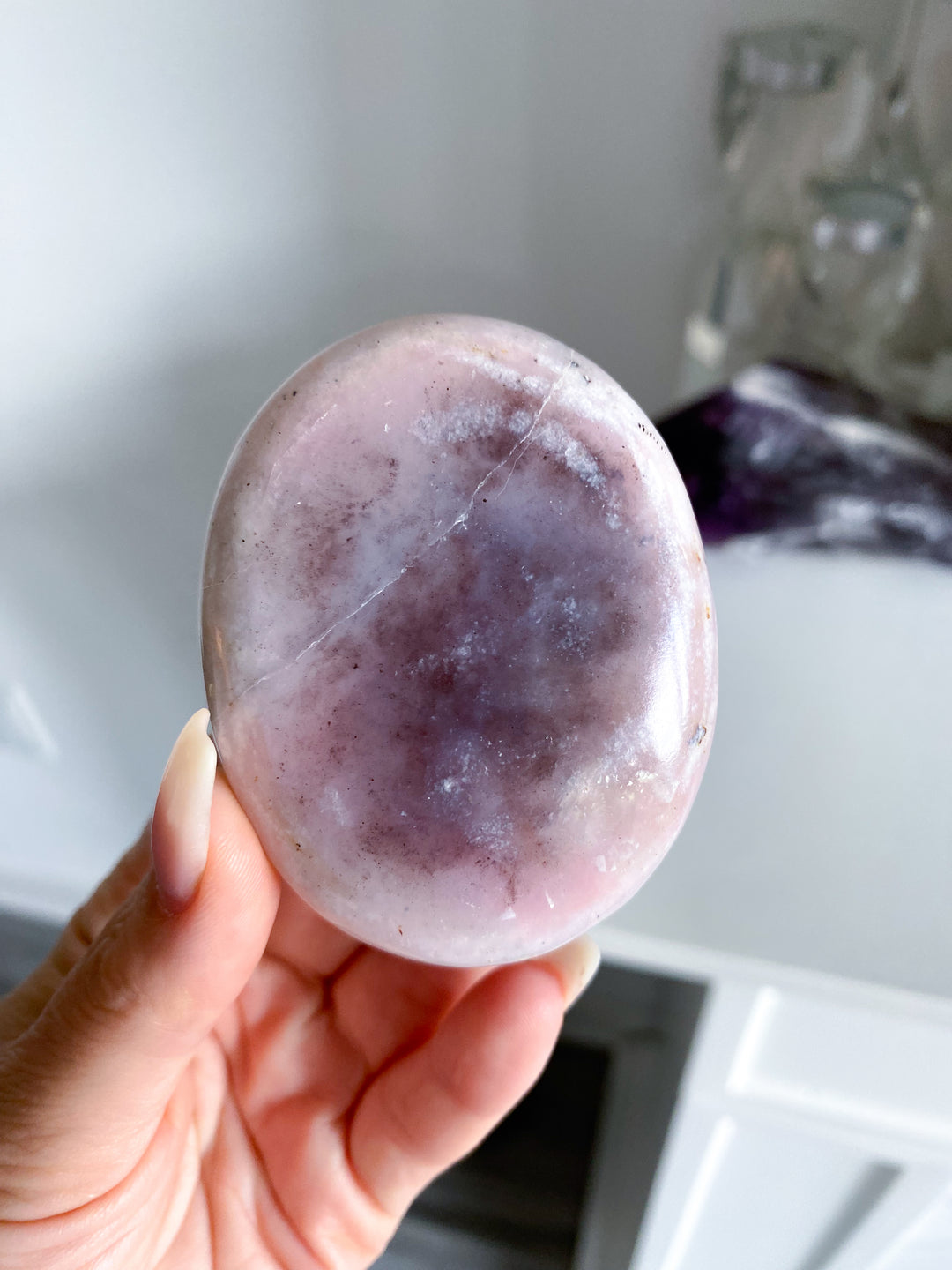 Large Pink Opal Palm Stone #1 - Get Exact Item