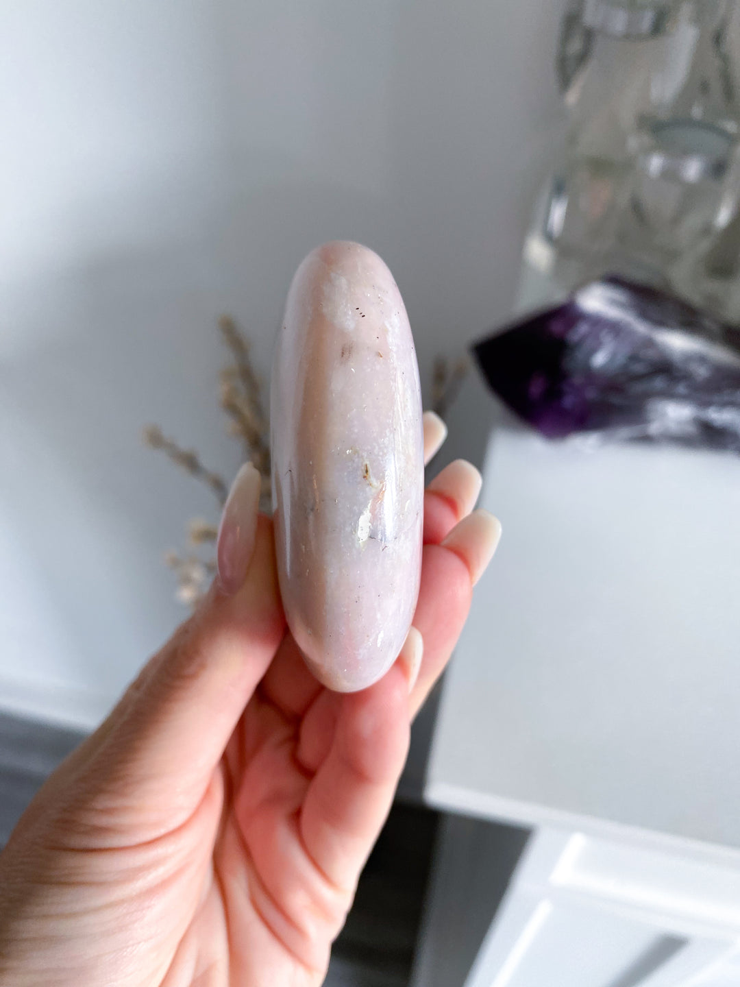Large Pink Opal Palm Stone #1 - Get Exact Item