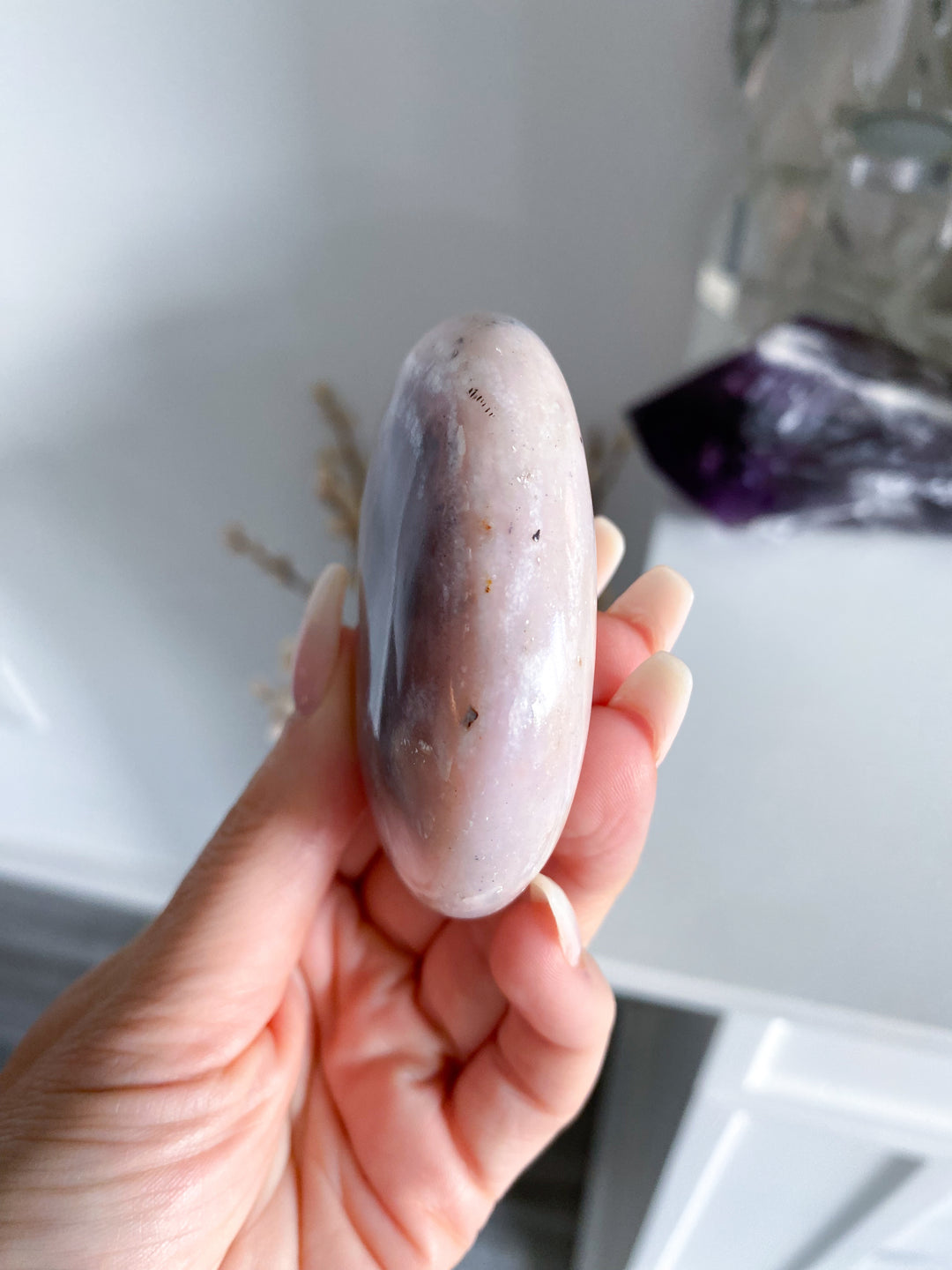 Large Pink Opal Palm Stone #1 - Get Exact Item