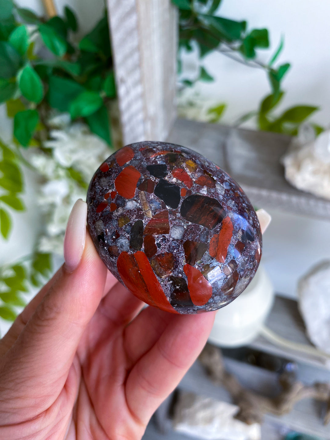Conglomerate Jasper Palm Stone #3