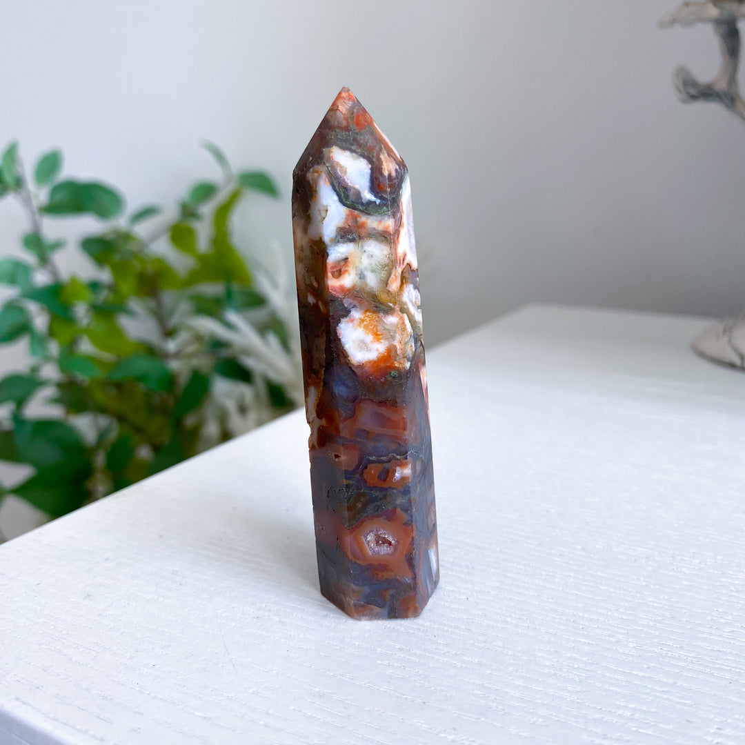 Carnelian &amp; Moss Agate Tower 