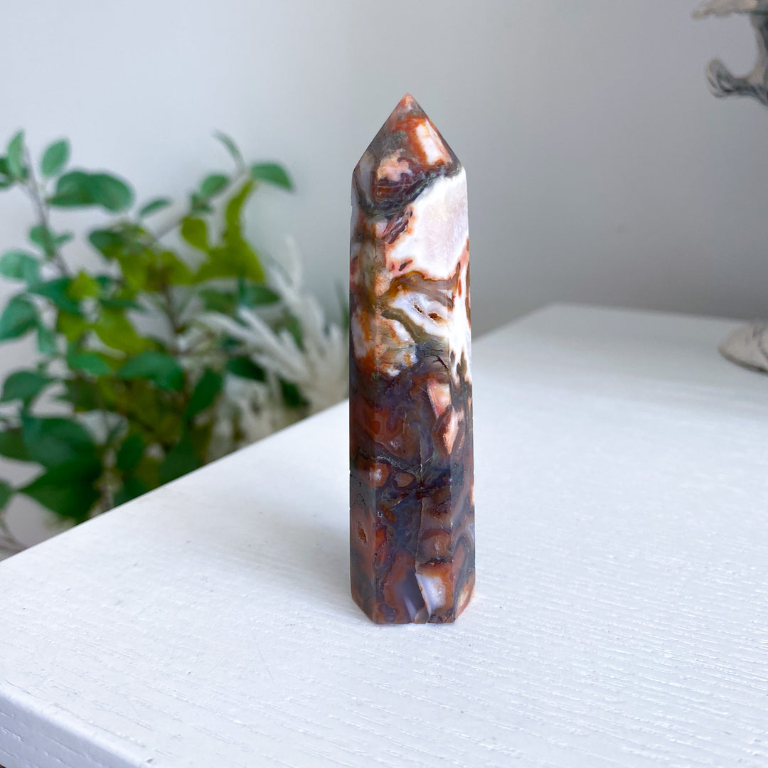 Carnelian &amp; Moss Agate Tower 