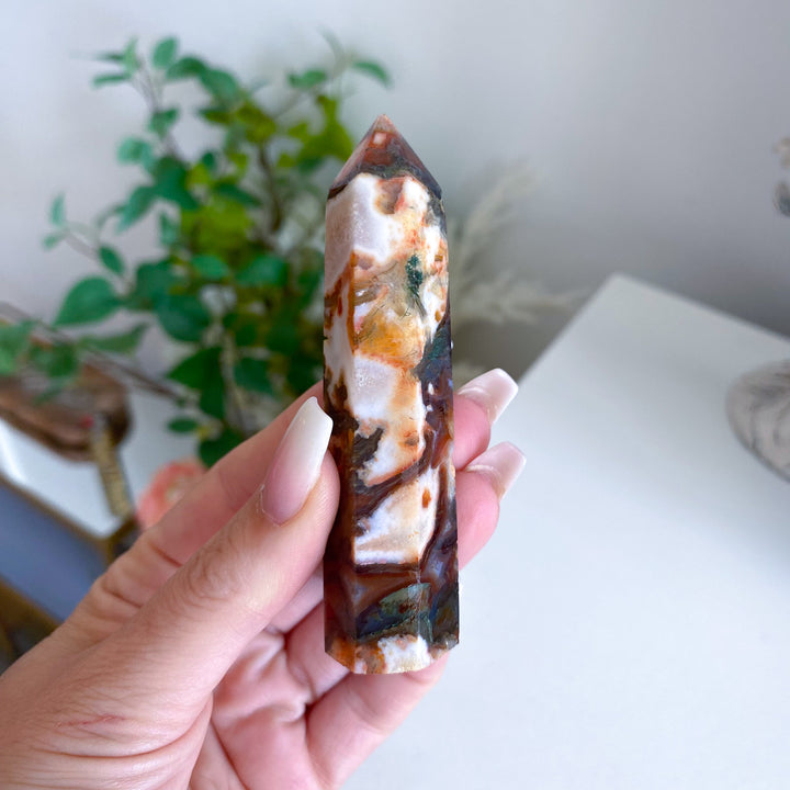 Carnelian &amp; Moss Agate Tower 