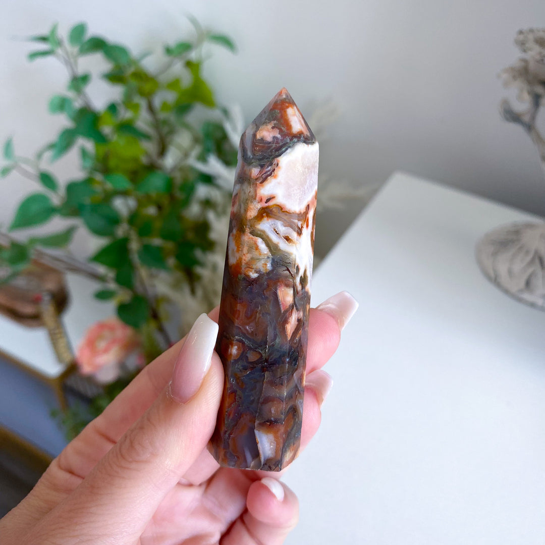 Carnelian &amp; Moss Agate Tower 