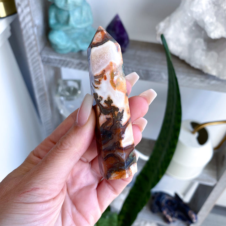 Carnelian &amp; Moss Agate Tower 