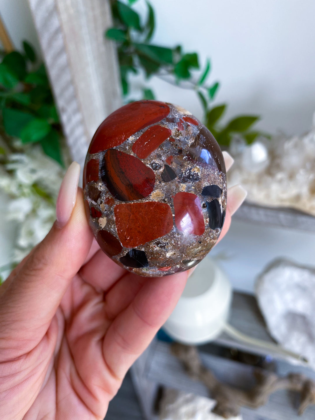 Conglomerate Jasper Palm Stone #2