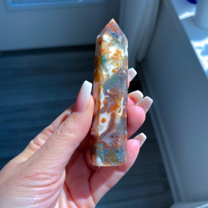 Carnelian &amp; Moss Agate Tower 