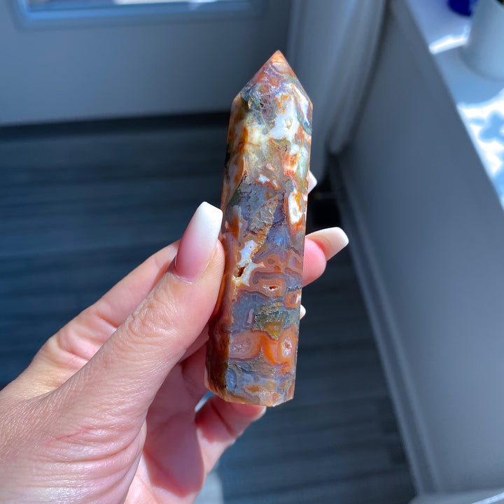 Carnelian &amp; Moss Agate Tower 