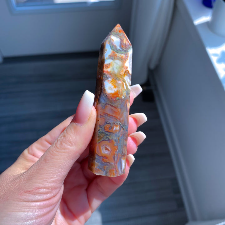 Carnelian &amp; Moss Agate Tower 