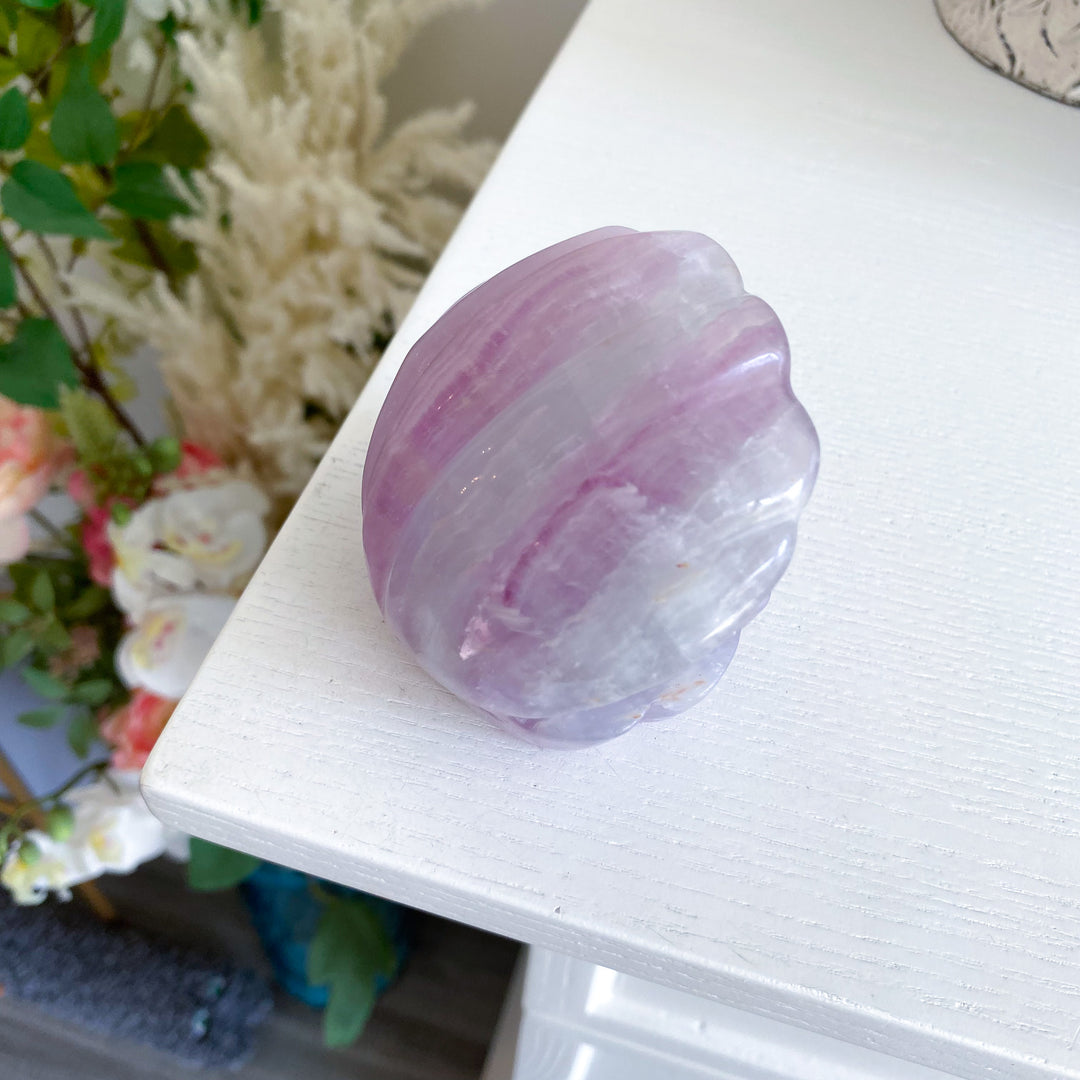 Lavender Fluorite Shell Carving 