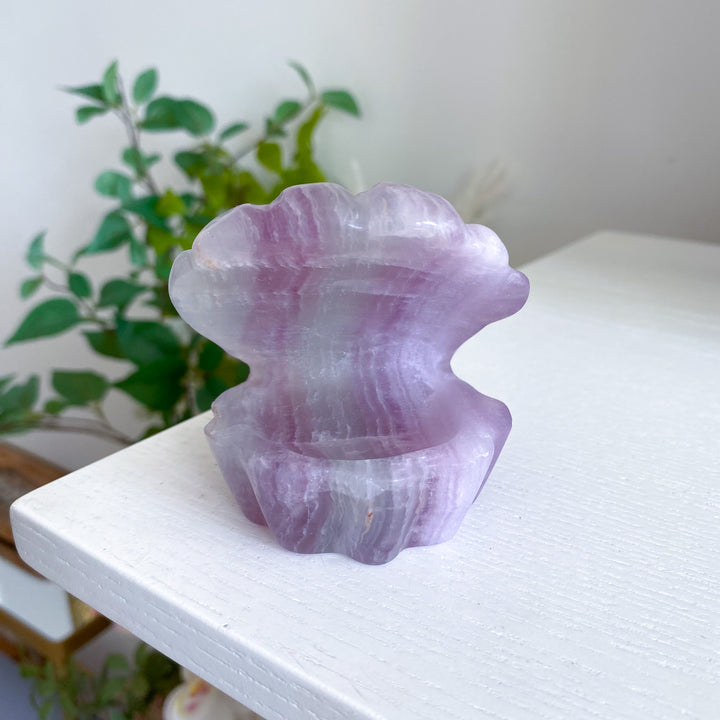 Lavender Fluorite Shell Carving 