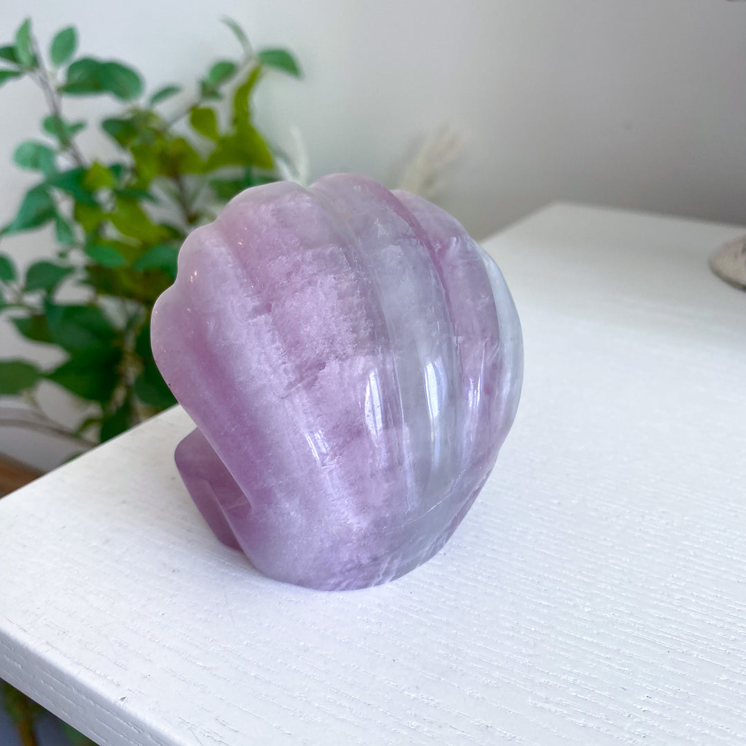 Lavender Fluorite Shell Carving 
