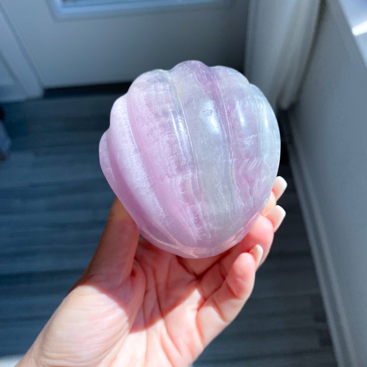 Lavender Fluorite Shell Carving 