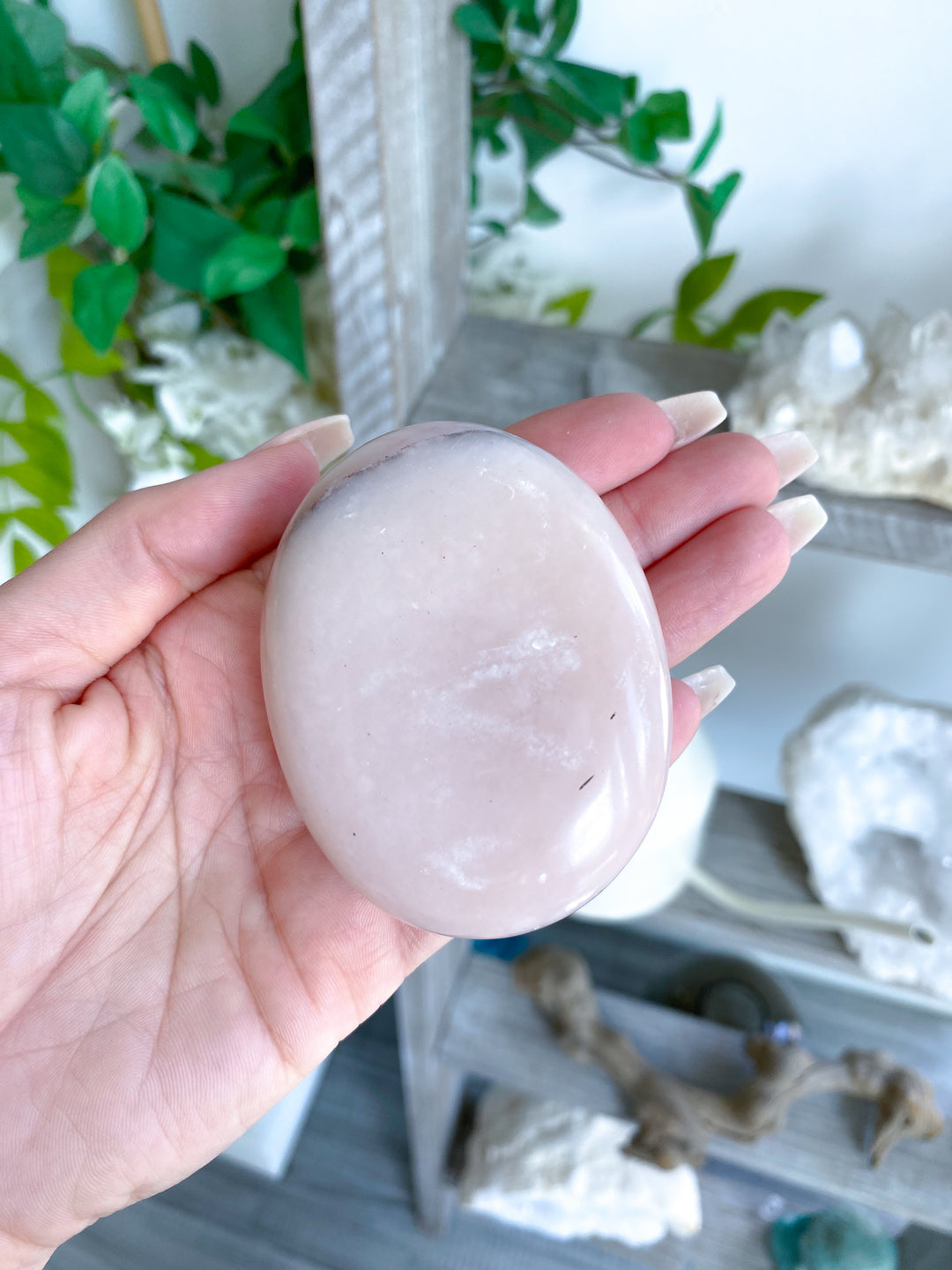 Large Pink Opal Palm Stone #2 - Get Exact Item