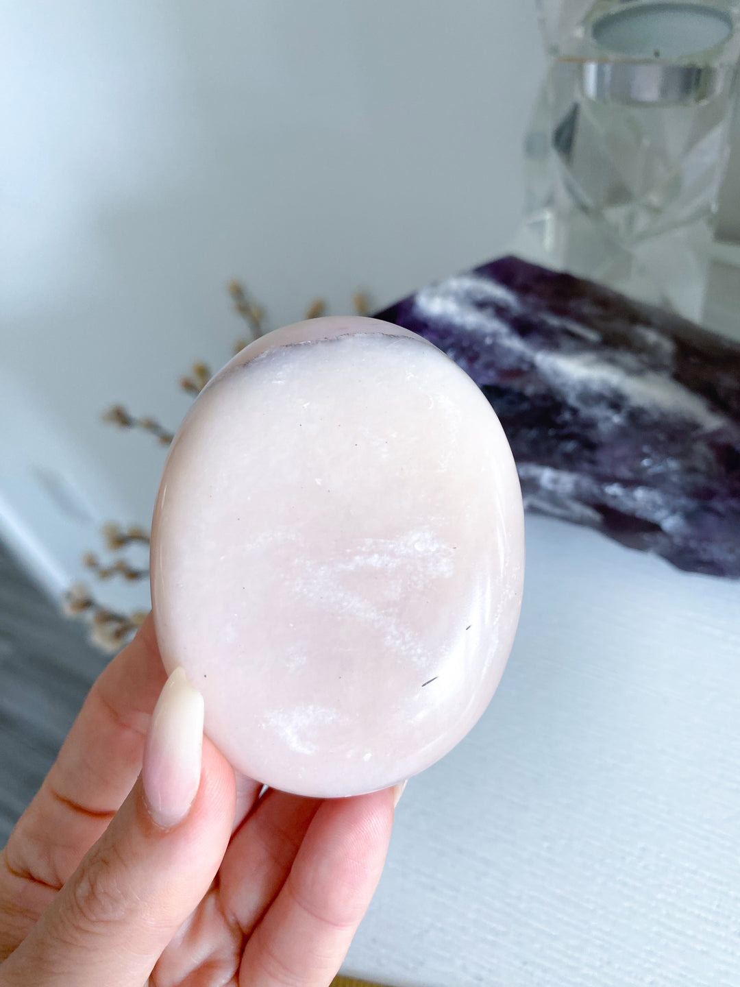 Large Pink Opal Palm Stone #2 - Get Exact Item