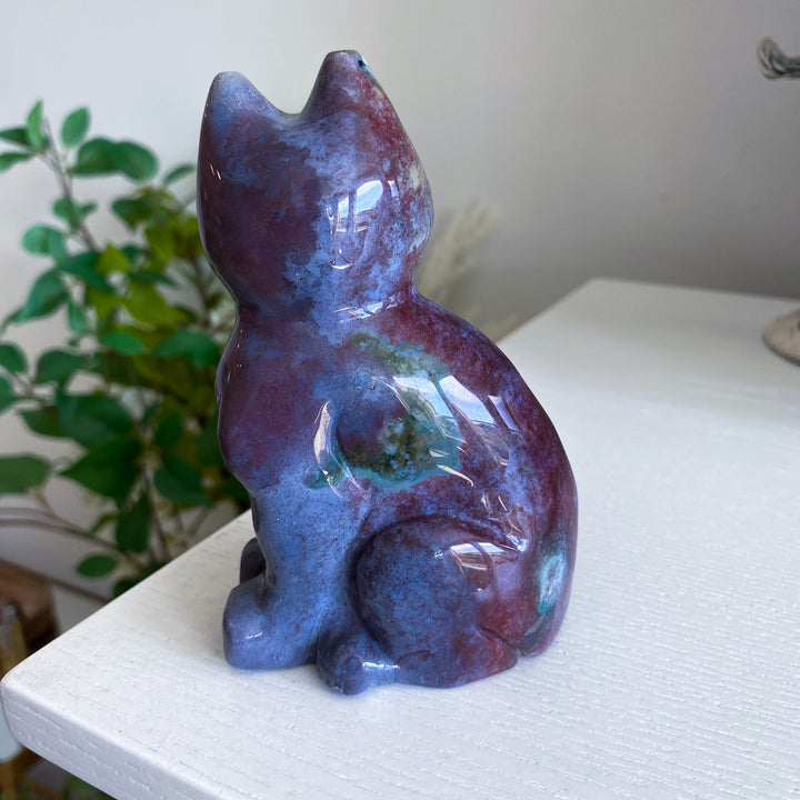 Ocean Jasper Cat Carving 1 lb 