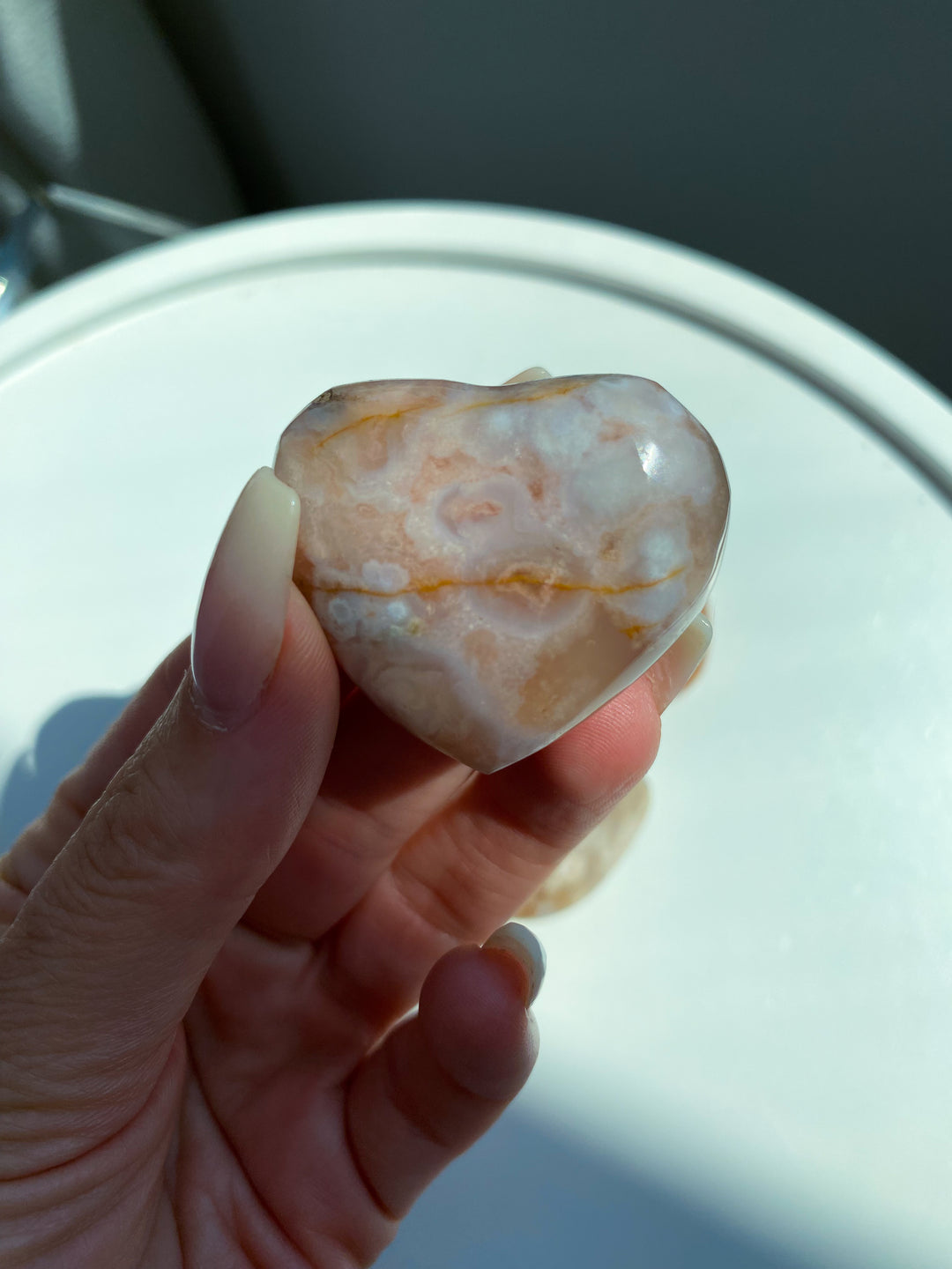 SET: Four Flower Agate Heart Carvings