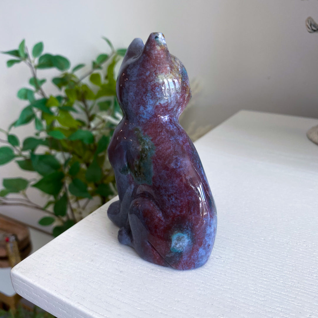Ocean Jasper Cat Carving 1 lb 