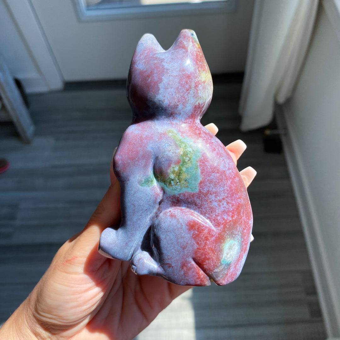 Ocean Jasper Cat Carving 1 lb 