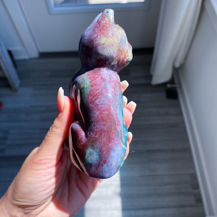Ocean Jasper Cat Carving 1 lb 