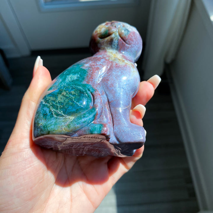 Ocean Jasper Cat Carving 1 lb 