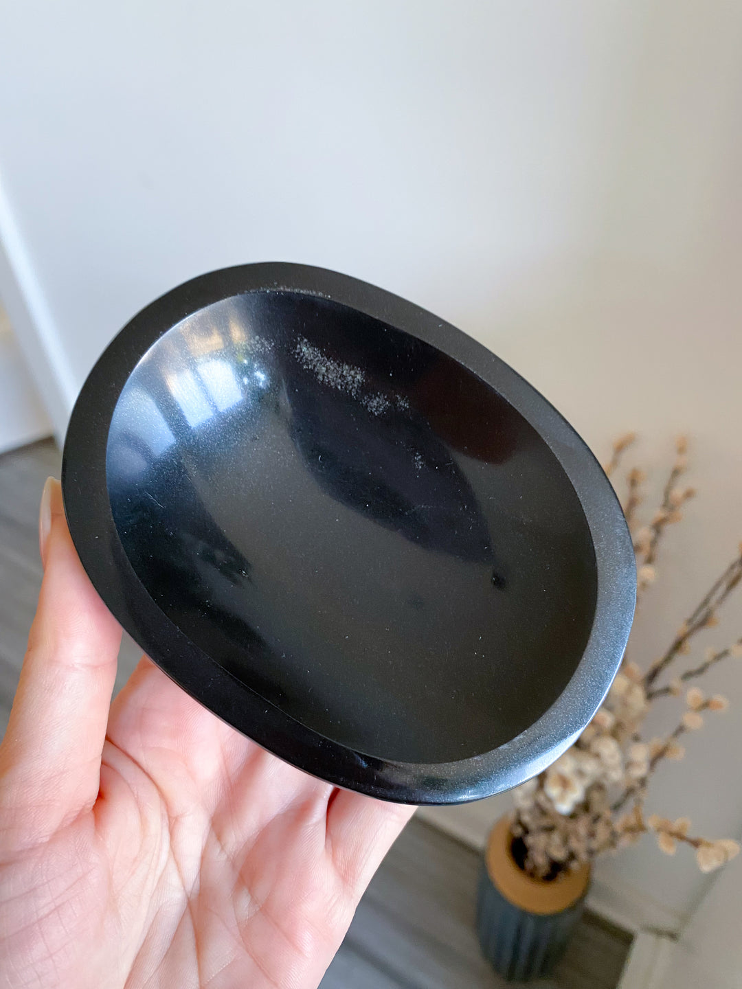 Shiny Black Jade Dish 4.5" x 3"