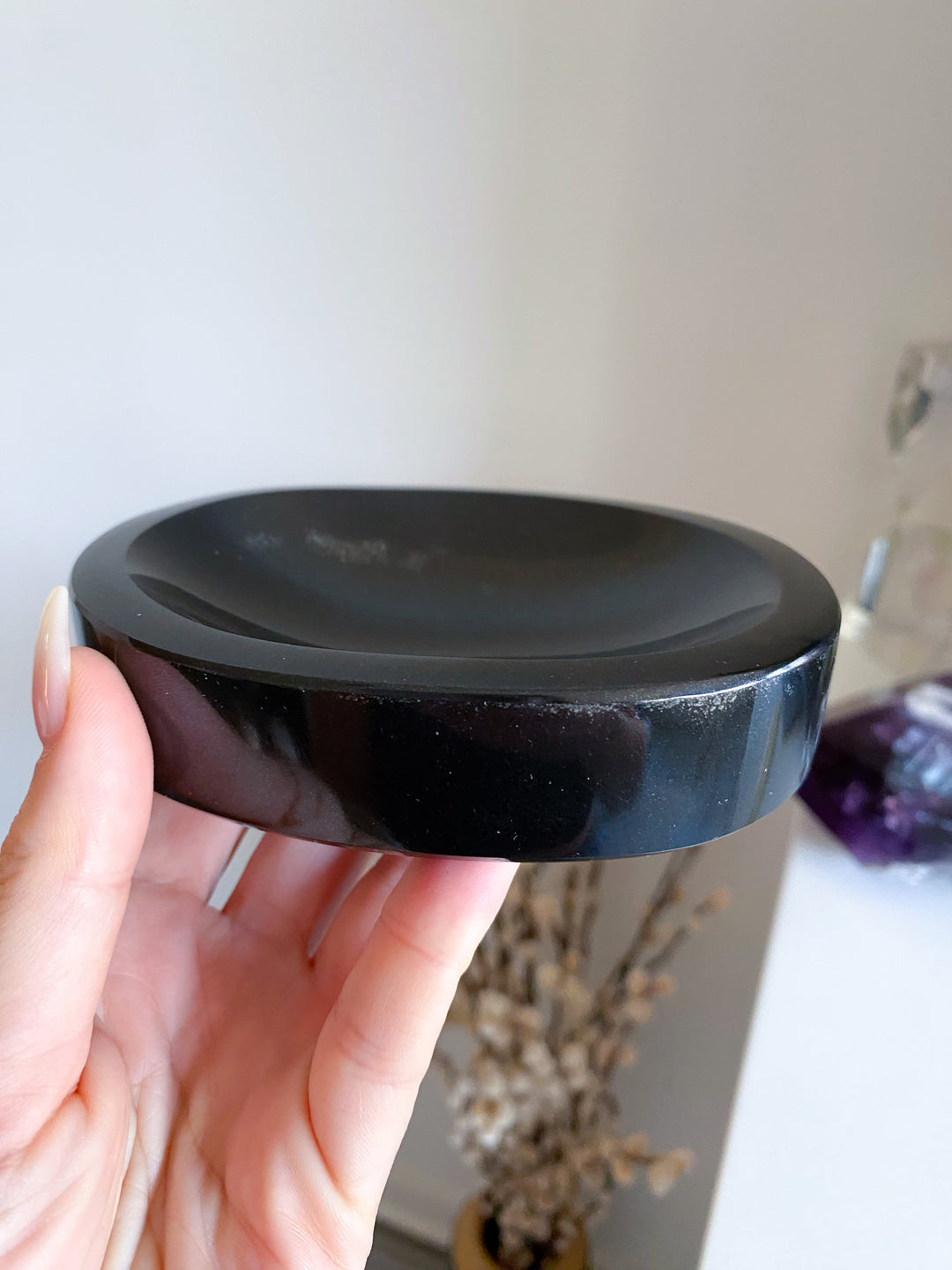 Shiny Black Jade Dish 4.5" x 3"