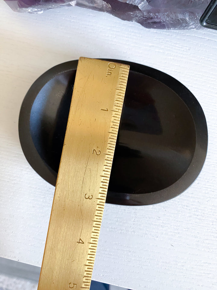 Shiny Black Jade Dish 4.5" x 3"