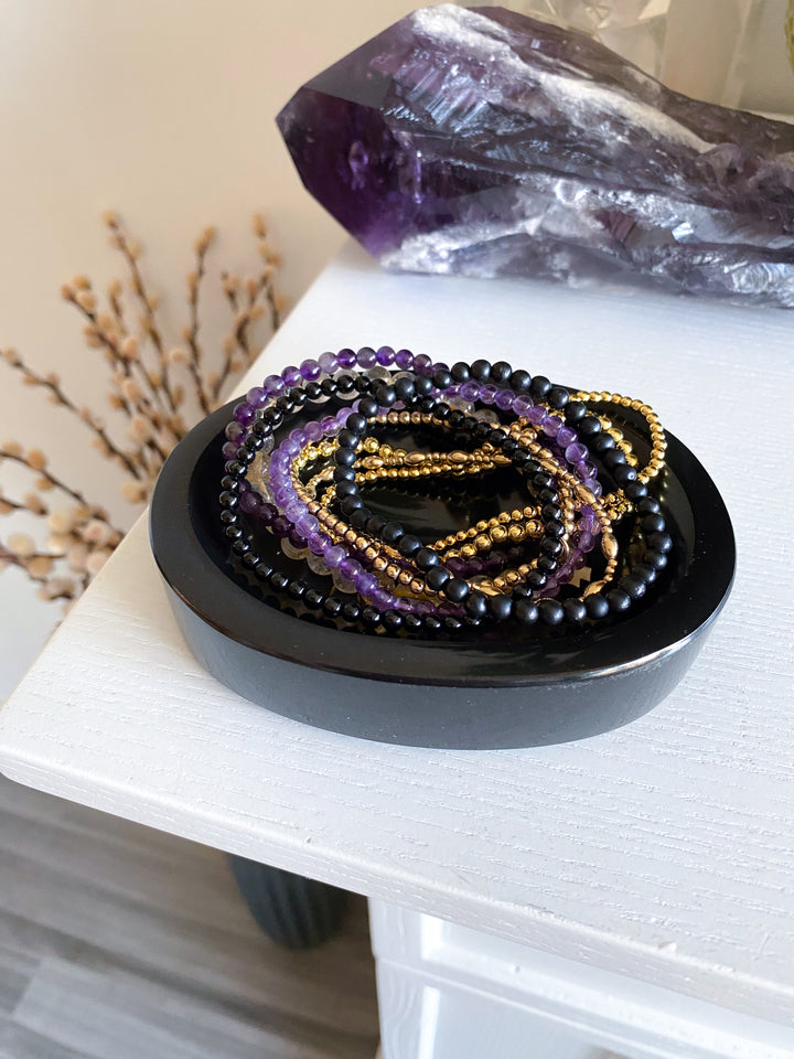 Shiny Black Jade Dish 4.5" x 3"