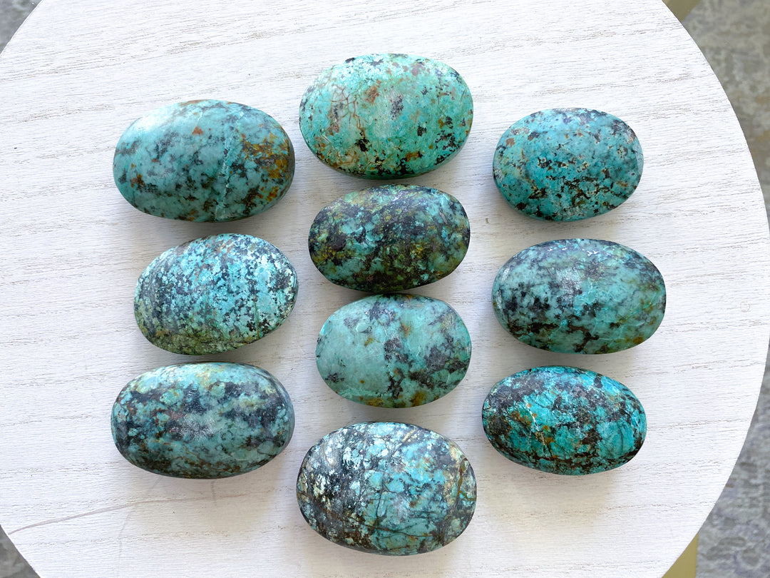 Small African Turquoise Palm Stone - Aligns all the Chakras
