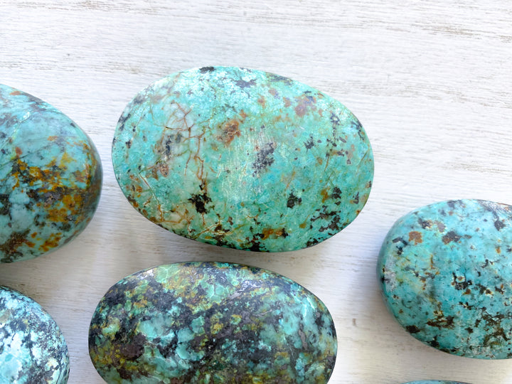 Small African Turquoise Palm Stone - Aligns all the Chakras