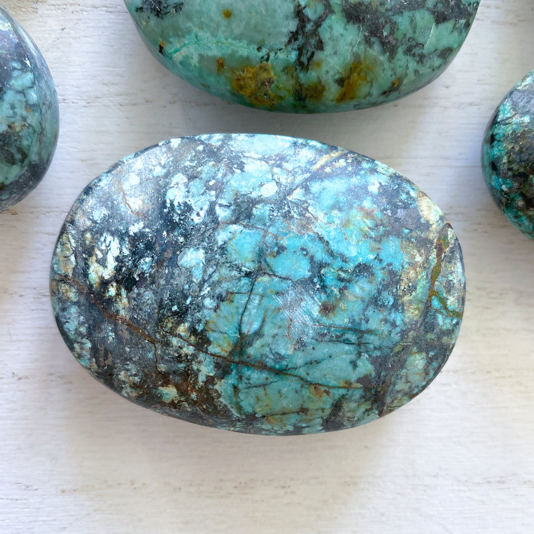 Small African Turquoise Palm Stone - Aligns all the Chakras