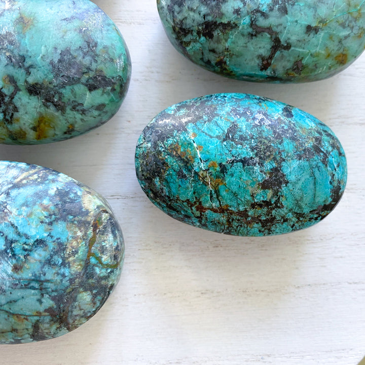 Small African Turquoise Palm Stone - Aligns all the Chakras