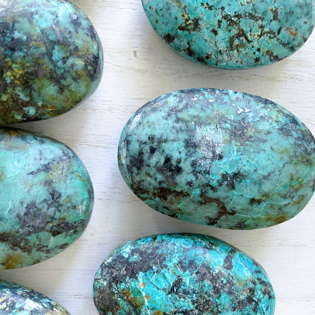 Small African Turquoise Palm Stone - Aligns all the Chakras