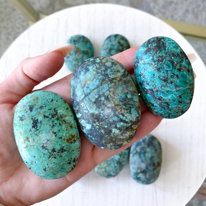 Small African Turquoise Palm Stone - Aligns all the Chakras