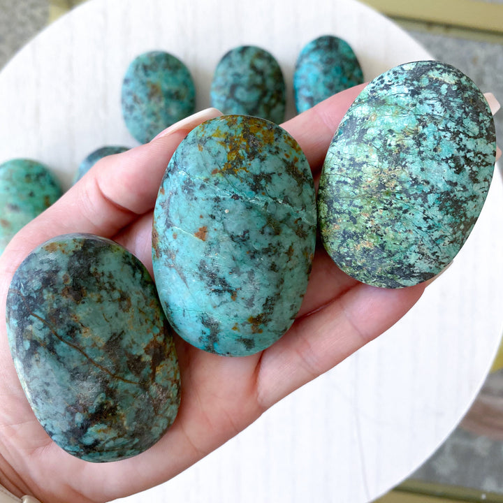 Small African Turquoise Palm Stone - Aligns all the Chakras