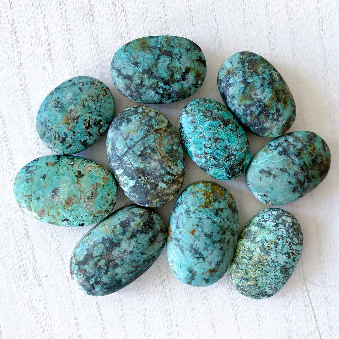Small African Turquoise Palm Stone - Aligns all the Chakras