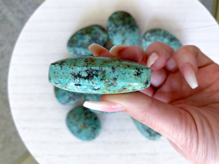 Small African Turquoise Palm Stone - Aligns all the Chakras