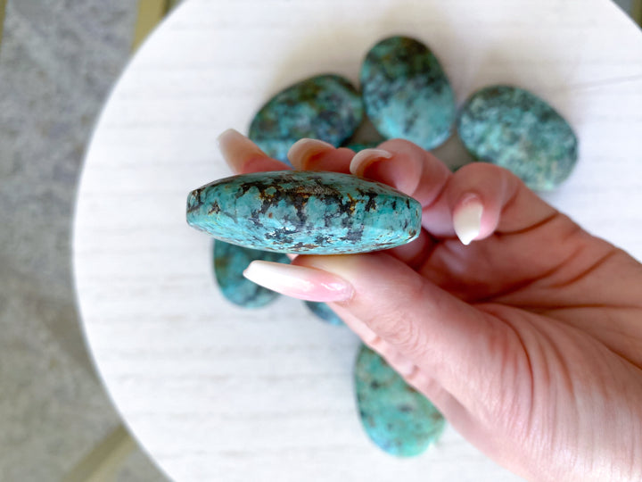Small African Turquoise Palm Stone - Aligns all the Chakras
