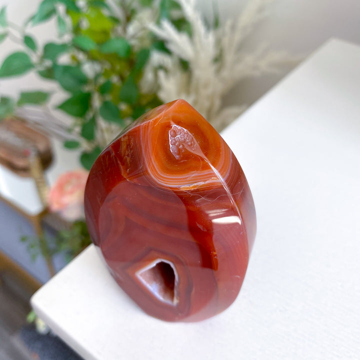 Carnelian Flame w/ Druze Cave 