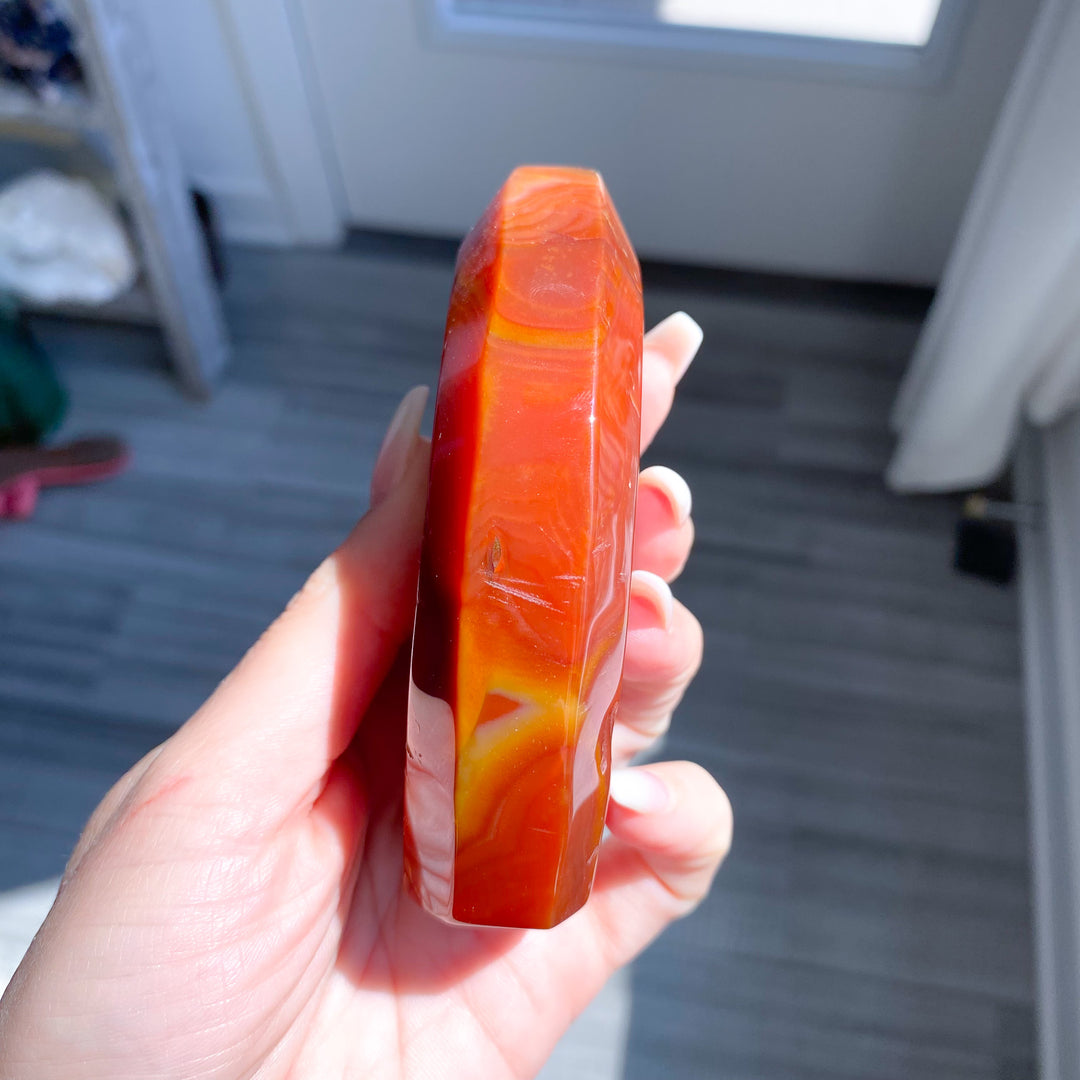 Carnelian Flame w/ Druze Cave 