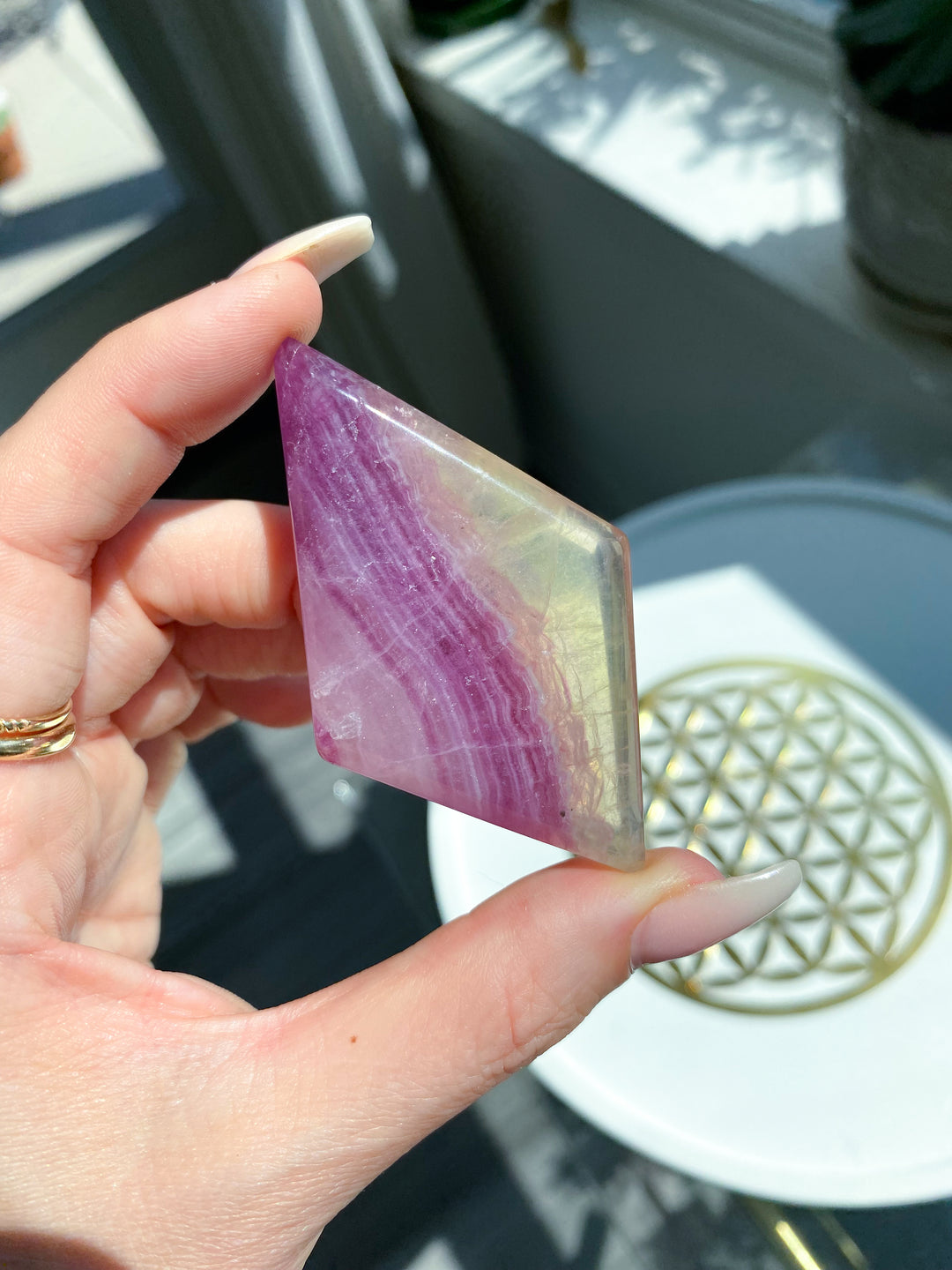 Purple Rainbow Fluorite Diamond