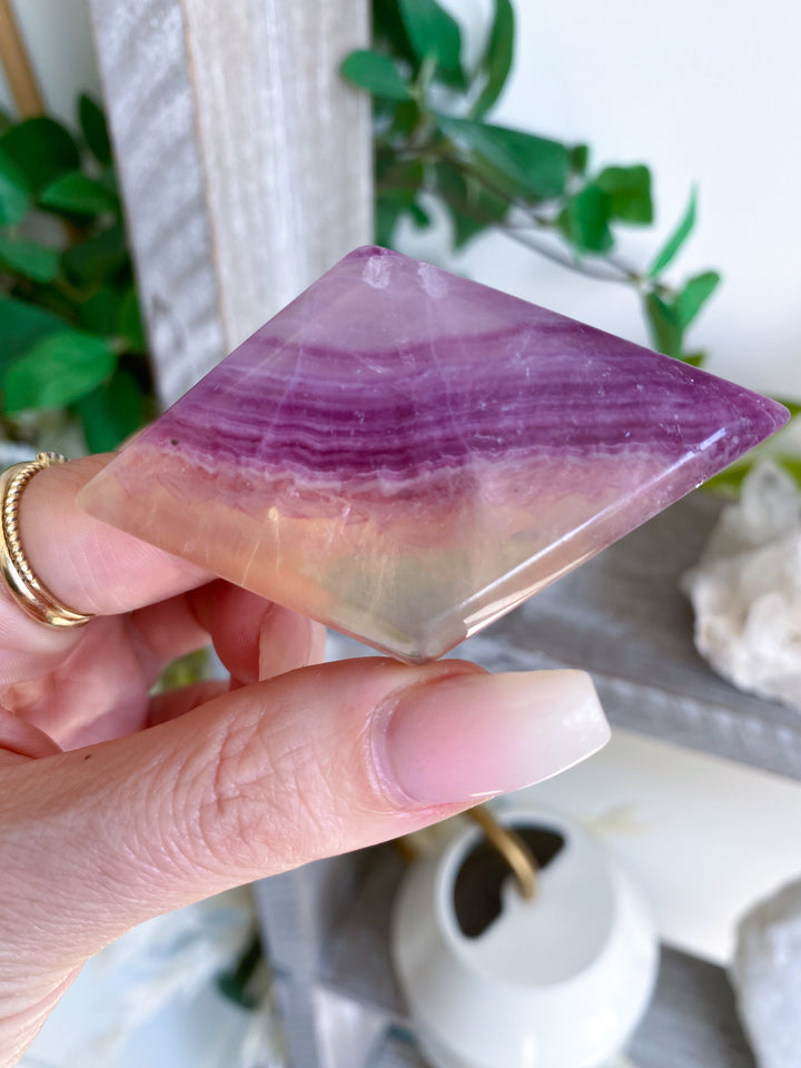 Purple Rainbow Fluorite Diamond