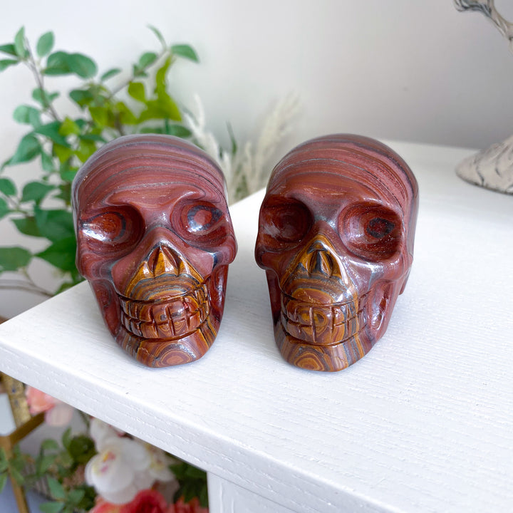 Red Eyes Large Tiger Iron Skull 1.8lb