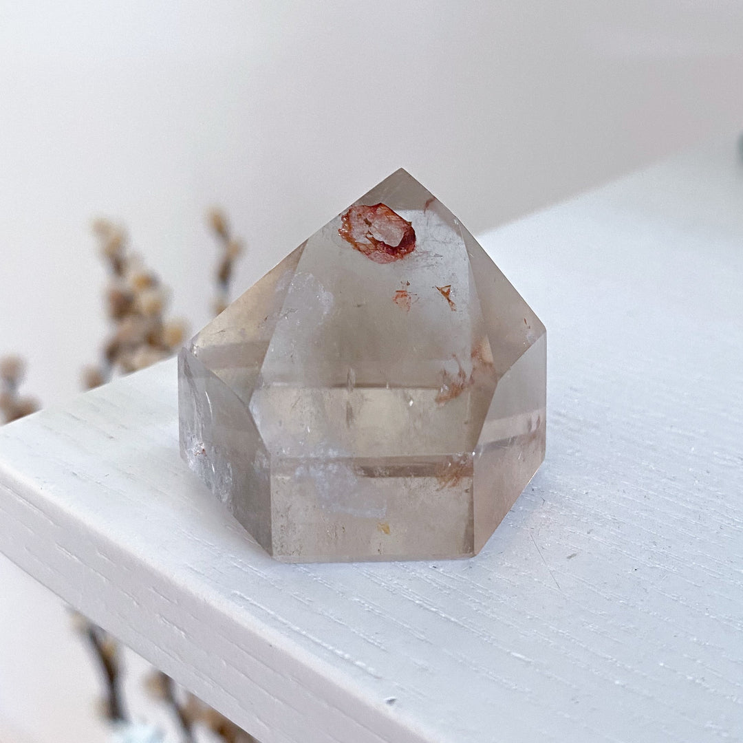 Tiny Natural Citrine Point with Hematite
