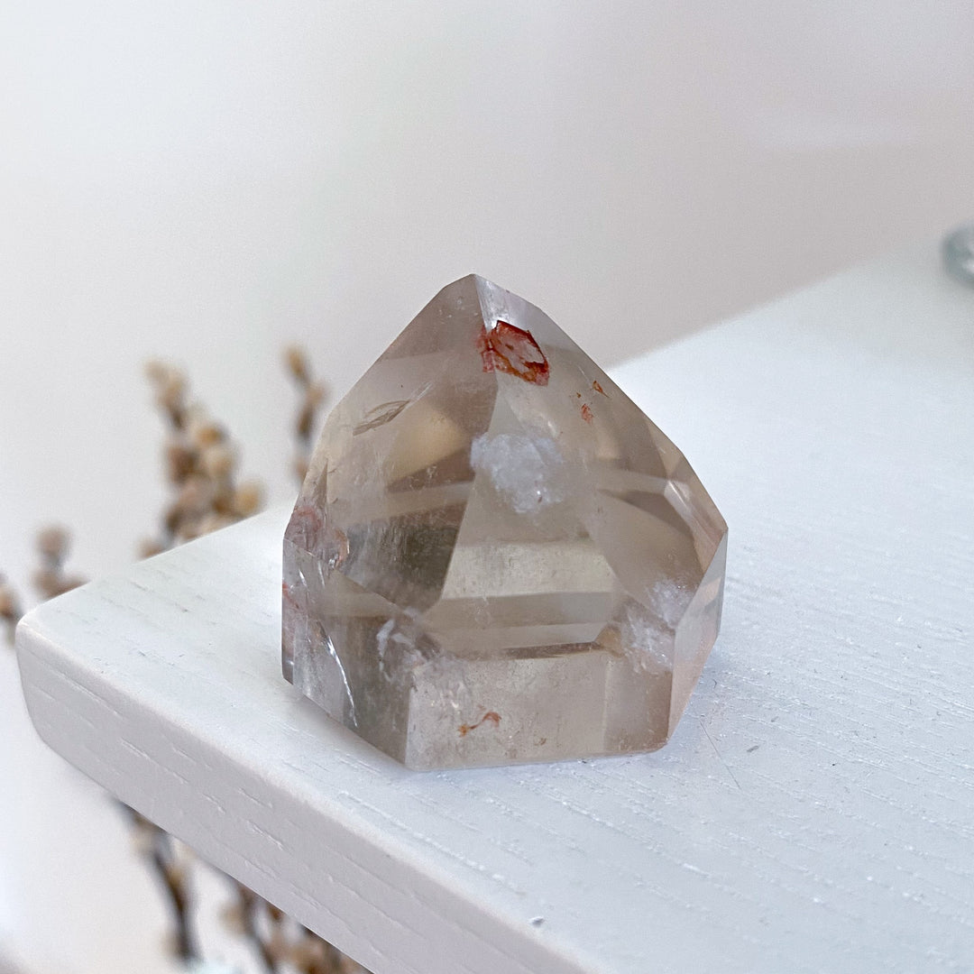 Tiny Natural Citrine Point with Hematite